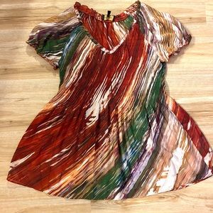 Colorful shirred waist top
